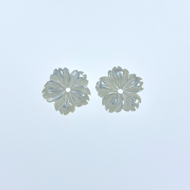 10pc Hawaiian Flower Beads White Mother Of Pearl 10mm Hand Carved Bridal Jewelry Minimalist Design WM-0089