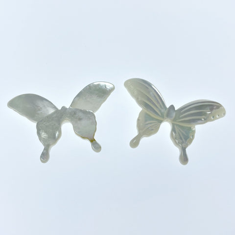 2pc White Butterfly Beads Charms Mother Of Pearl 30mm Pendants Jewelry Making Earrings Natural Organic Hand Carved Nature Design WM-0027