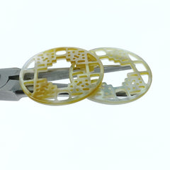 2pc 35mm Yellow Mother of Pearl Round Filigree Pendants YM-0006