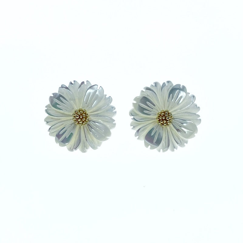 Buy Daisy Flower Beads White Mother Of Pearl At BestBeadSupply.com