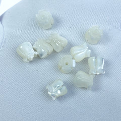 10pc Tulip Flower Beads Mother Of Pearl 7mm Hand Carved White Shell For DIY Bridal Jewelry Earring Making Charms Natural Organic WM-0033