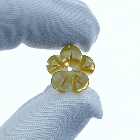 Buy Hibiscus Flower Beads Yellow Mother Of Pearl Beadsy.com