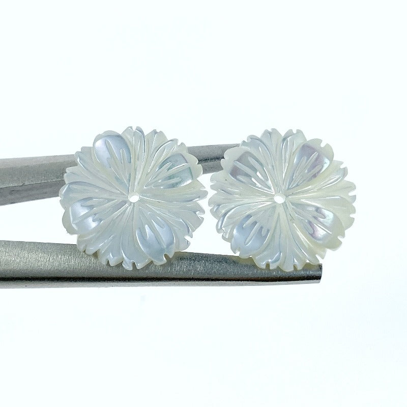 Buy Daisy Flower Beads White Mother Of Pearl At BestBeadSupply.com