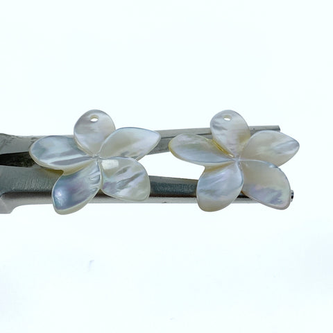 6pc Plumeria Flower Mother Of Pearl Beads 25mm Pendants Bridal Earrings Jewelry Making Tropical Hawaii Minimalist Design Hand Carved WM-0196