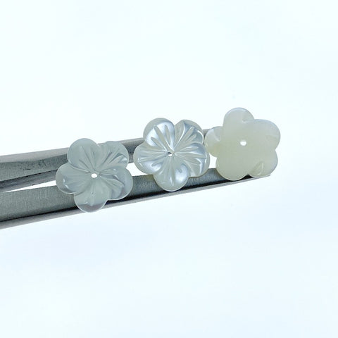 Plum Blossom Flower Beads White Mother Of Pearl 12mm WM-0099