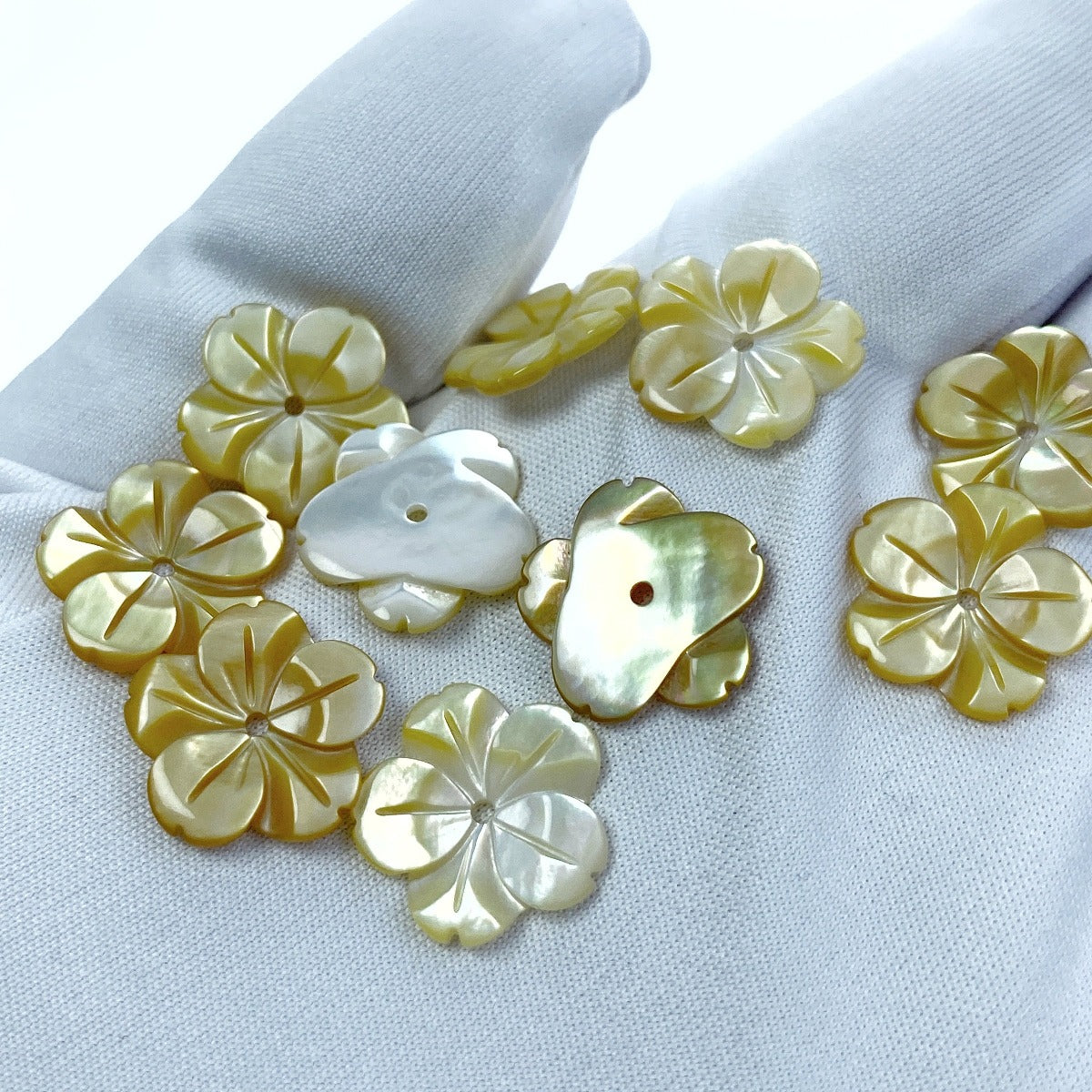 Buy Hibiscus Flower Beads Yellow Mother Of Pearl Beadsy.com