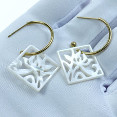 2pc 18mm Organic Hand Made White Mother of Pearl Orchid Flower Pendants WM-0064