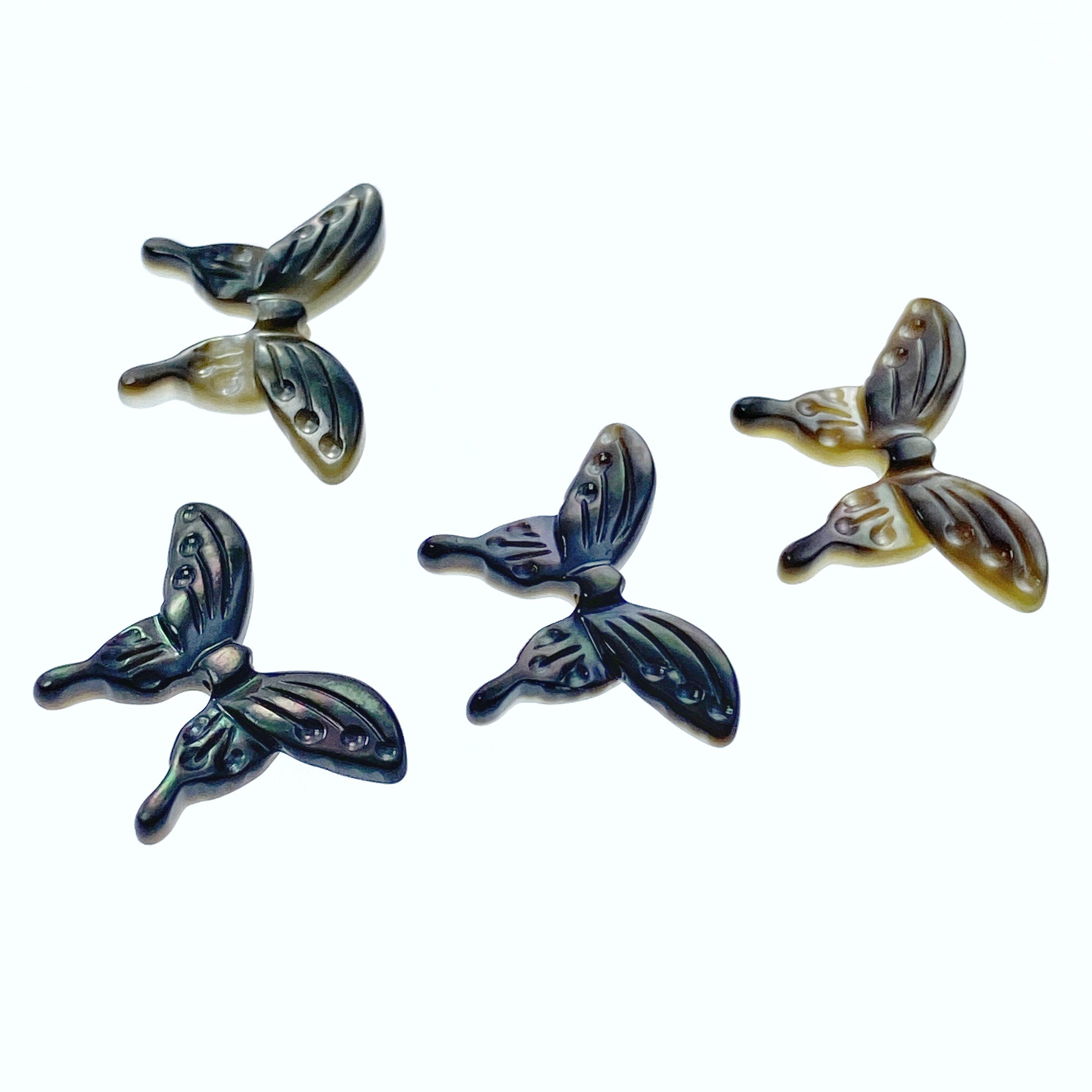 4pc 20mm Butterfly Black Mother Of Pearl Shell Bead Charms Pendants For DIY Jewelry Minimalist Design Earrings Natural & Organic BM-0089