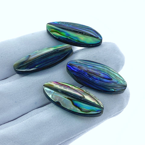 4pc 12mm x 25mm Hand Made Natural Abalone Shell Faceted Oval Beads AB-0015