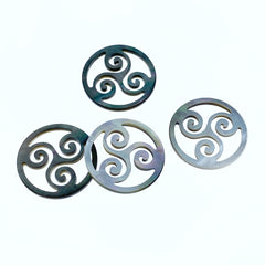 2pc 18mm Black Mother of Pearl Three Swirl Round Connectors Pendants BM-0058
