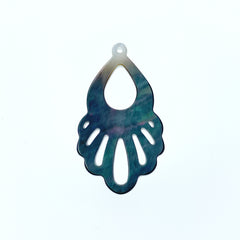 2pc 20mm x 35mm Natural Black Mother of Pearl Filigree Drop Shape Pendants BM-0057