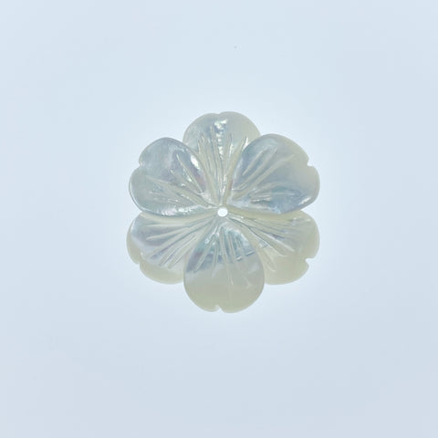 6pc 20mm Hand Carved White Mother of Pearl 6-petal Flower Beads WM-0206