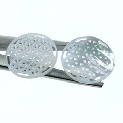 2pc 20mm White Mother of Pearl Flower Of Life Round Pendant WM-0146