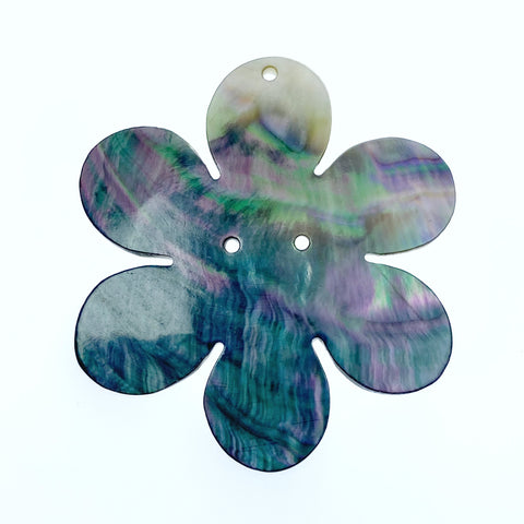 4pc 50mm Natural Black Mother of Pearl 5-petal Flower Pendants BM-0085