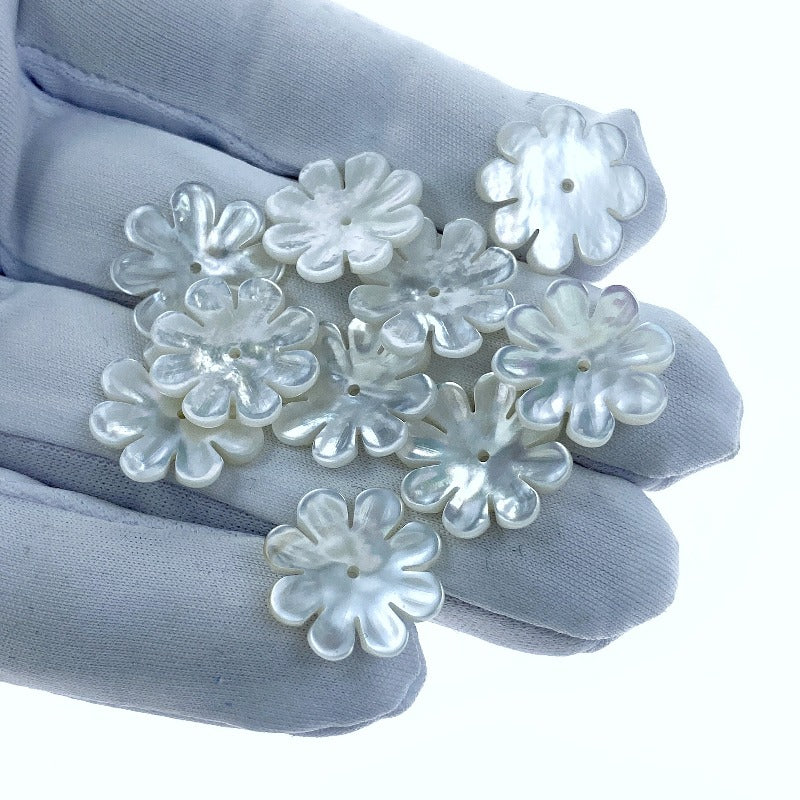 Buy Flower Beads White Mother Of Pearl BestBeadSupply.com