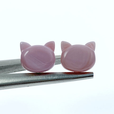 2pc 11mm x 12mm Hand Carved Queen Conch Shell Cat Head Beads PM-0006