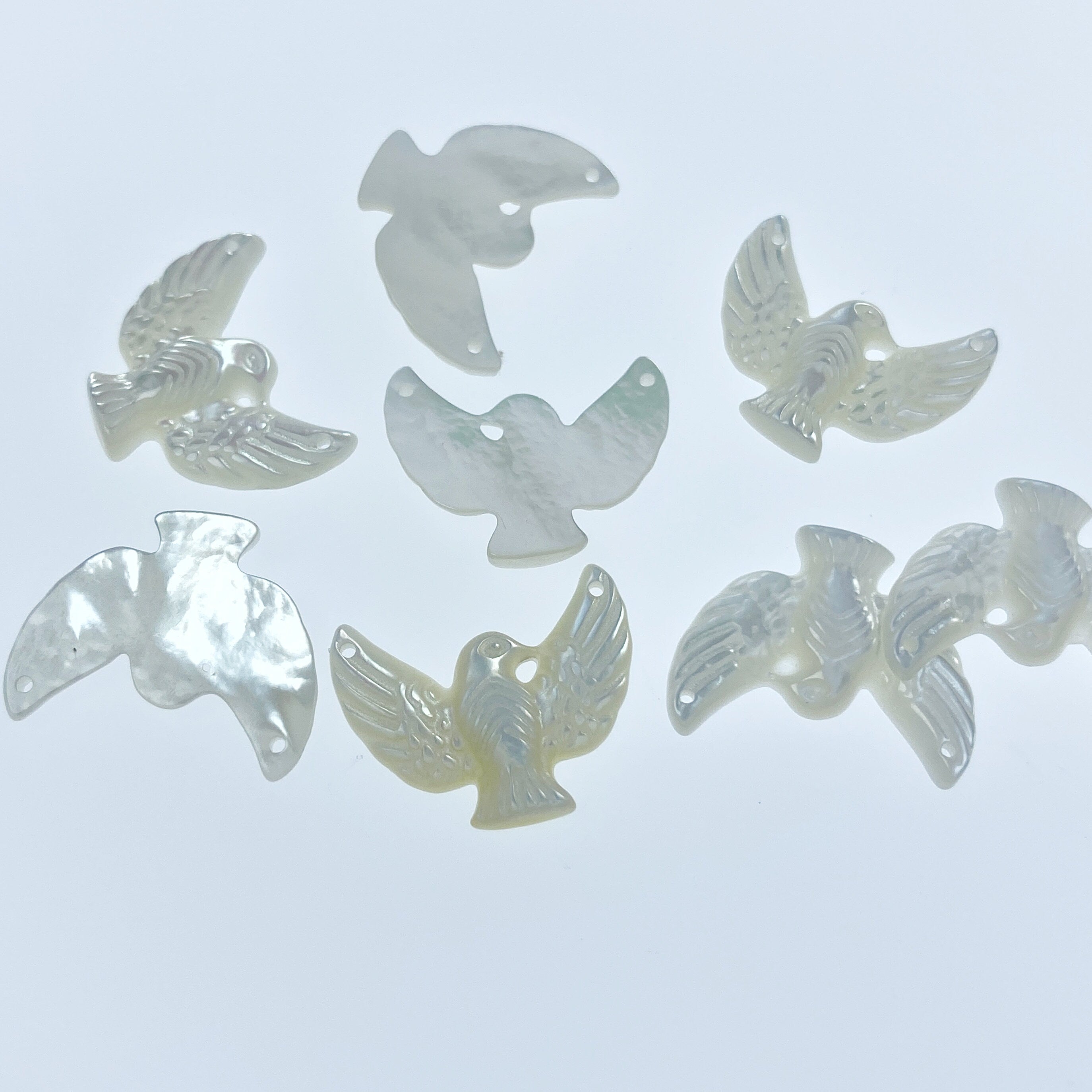 2pc 14mm x 18mm White Mother of Pearl Dove Connectors Pendants WM-0084