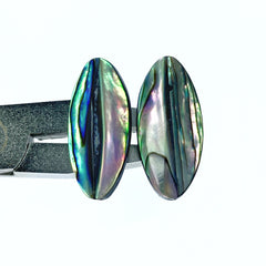 4pc 12mm x 25mm Hand Made Natural Abalone Shell Faceted Oval Beads AB-0015