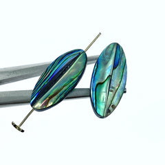 4pc Oval Beads Abalone Shell Hand Made AB-0015