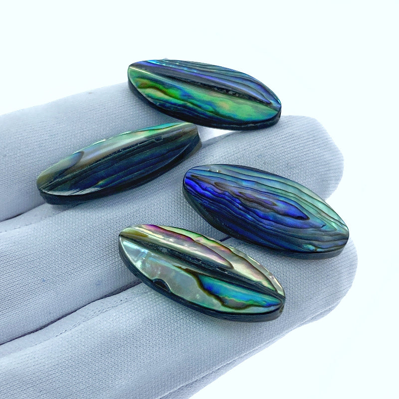 4pc Oval Beads Abalone Shell Hand Made AB-0015