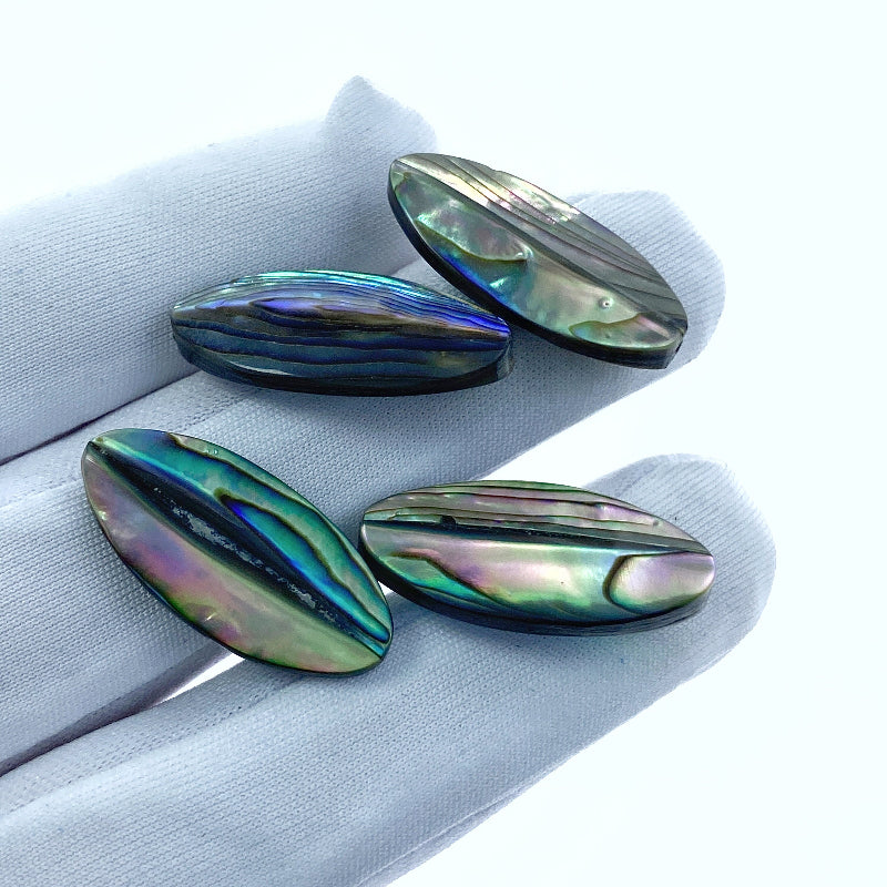 4pc Oval Beads Abalone Shell Hand Made AB-0015