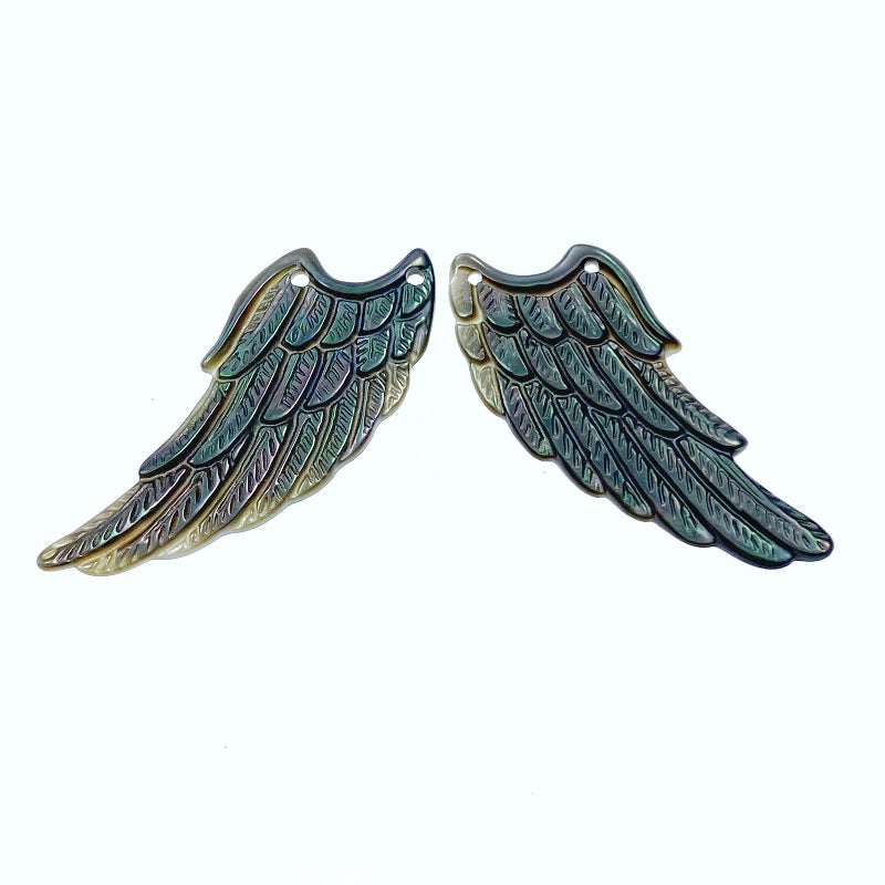 Angel Wings Black Mother Of Pearl Connector Pendants BM-0070