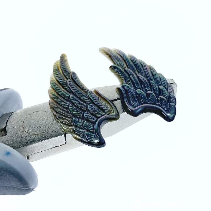 Angel Wings Black Mother Of Pearl Connector Pendants BM-0070