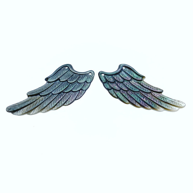 Angel Wings Black Mother Of Pearl Connector Pendants BM-0070
