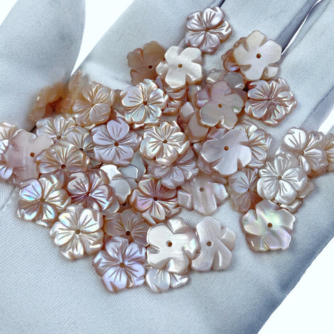 10pc Bauhinia Flower Pink Mother Of Pearl Shell Beads 12mm PM-0003