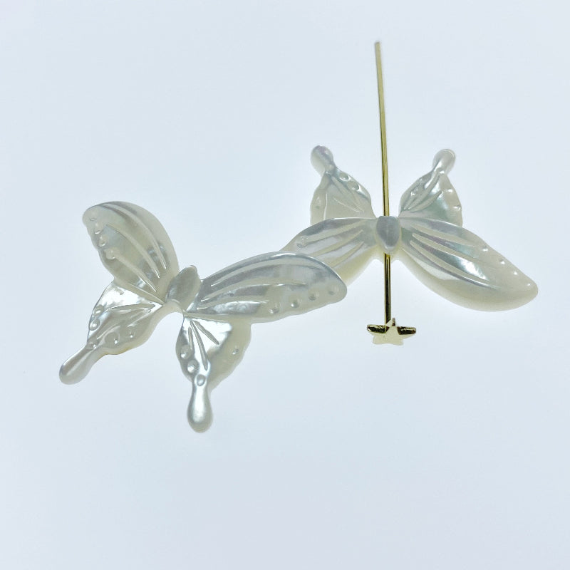 Butterfly Beads White Mother Of Pearl Hand Carved Pendants WM-0027