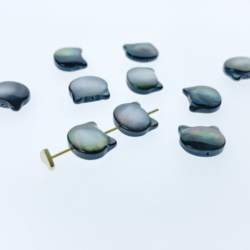 Cat Shaped Beads Black Natural Mother Of Pearl BM-0069