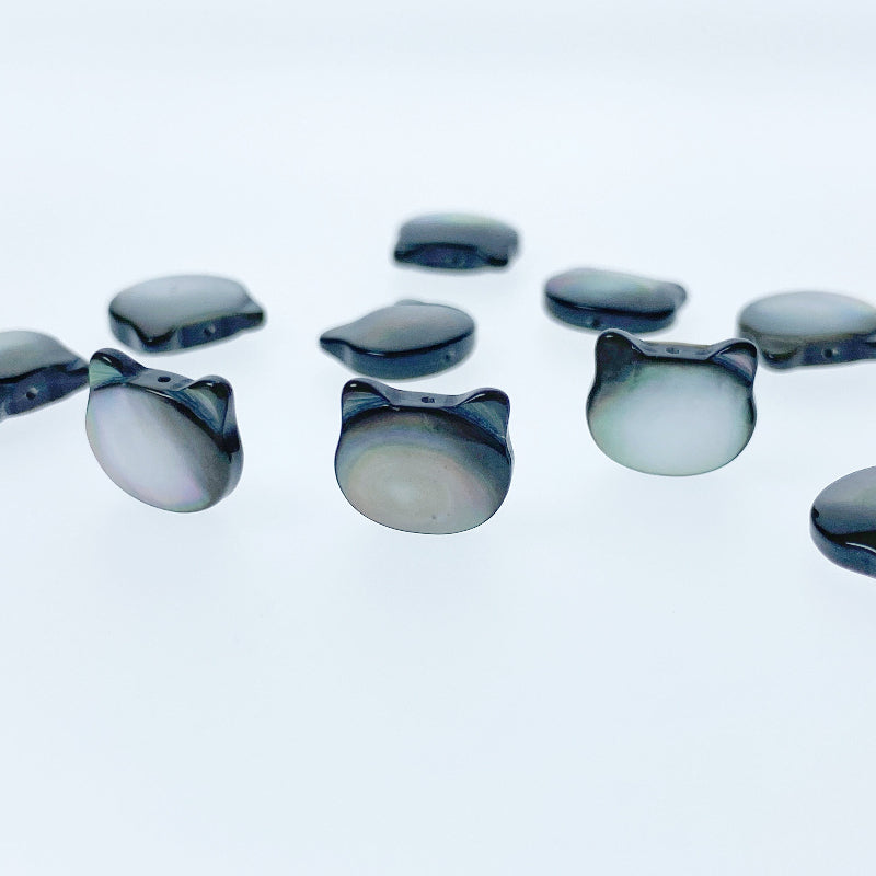 Cat Shaped Beads Black Natural Mother Of Pearl BM-0069