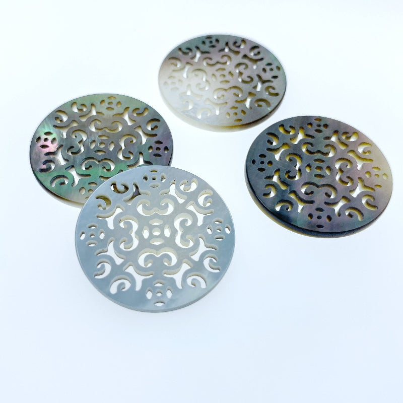 Filigree Beads Black Mother Of Pearl BM-0094