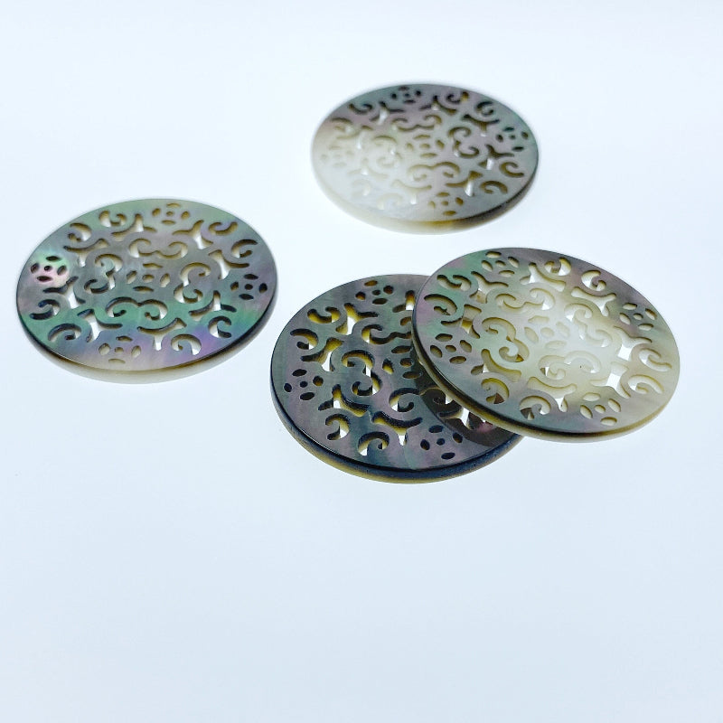 Filigree Beads Black Mother Of Pearl BM-0094