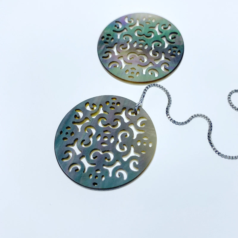 Filigree Beads Black Mother Of Pearl BM-0094