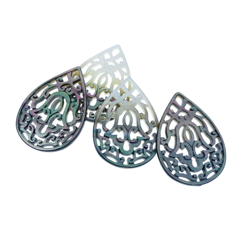 Filigree Drop Beads Black Mother Of Pearl BM-0001