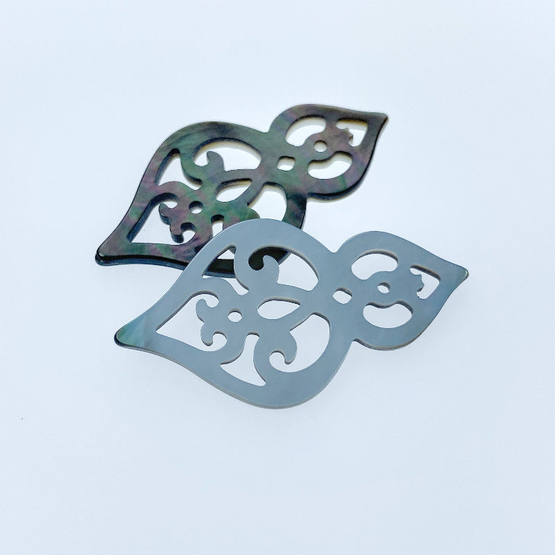 Filigree Drop Beads Black Mother Of Pearl BM-0040