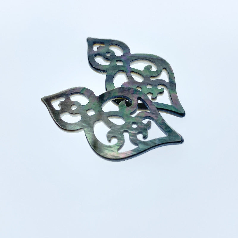 Filigree Drop Beads Black Mother Of Pearl BM-0040