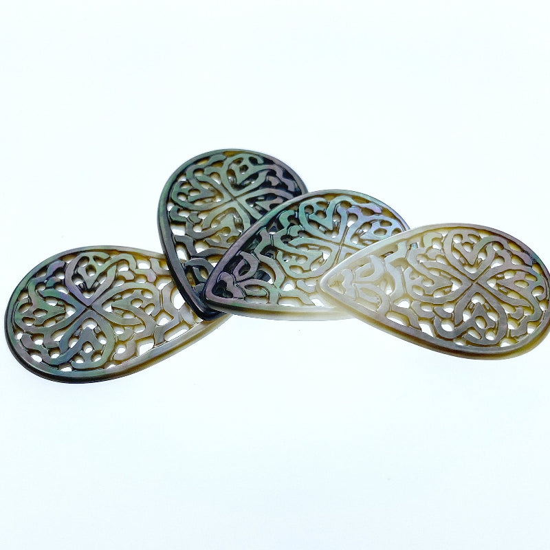 Filigree Drop Beads Black Mother Of Pearl BM-0055