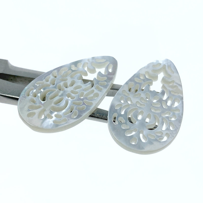 Filigree Drop Beads Mother of Pearl WM-0198-4