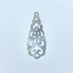  Filigree Drop Mother Of Pearl Earring Making Dangle 35mm Jewelry Making Necklace Pendant Hand Carved Minimalist Natural Organic WM-0040