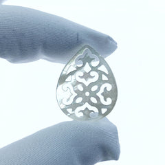 Filigree Drop Beads White Mother of Pearl Pendants WM-0144