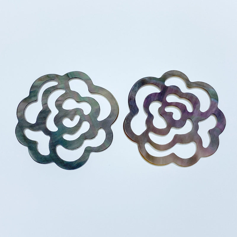 Filigree Rose Beads Black Mother Of Pearl BM-0078