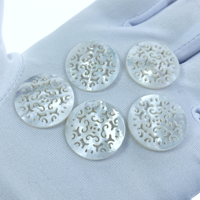 Filigree Round Beads Mother Of Pearl WM-0148