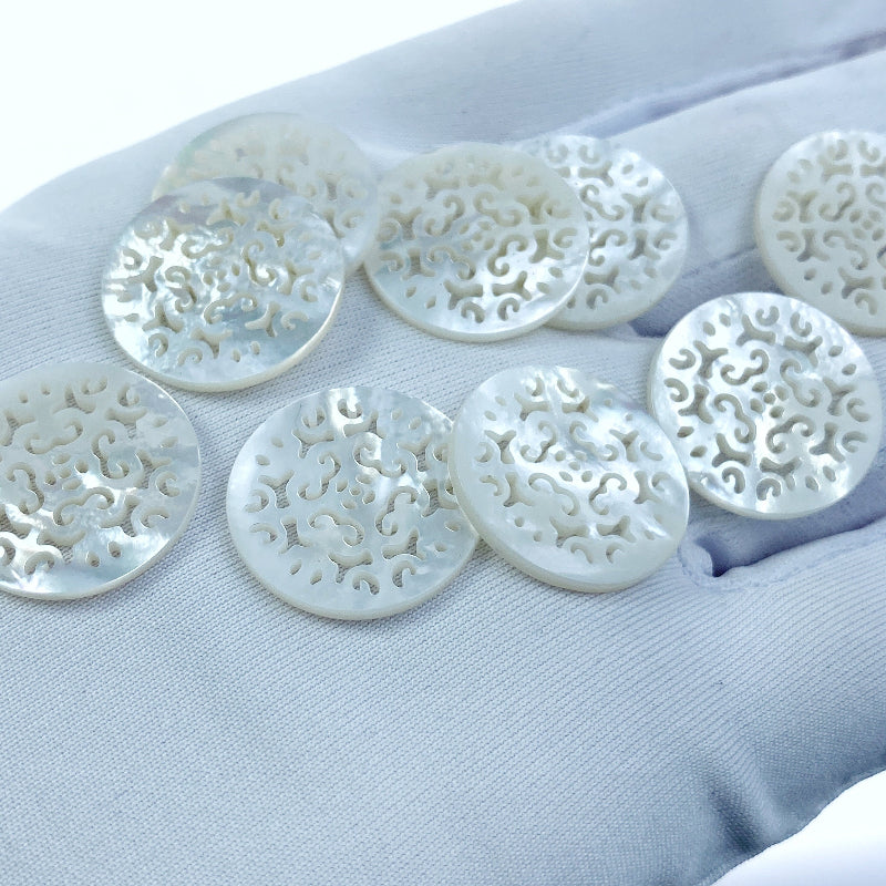 Filigree Round Beads Mother Of Pearl WM-0148