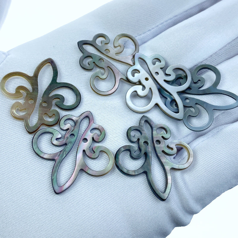 Fleur Di Lis Beads Black Mother Of Pearl BM-0039