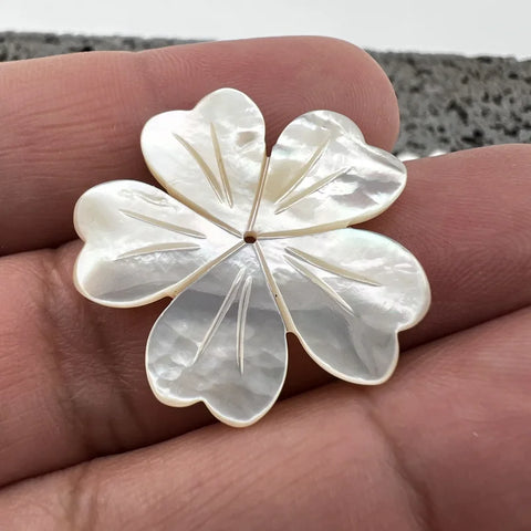 Tropical Flower Beads White Mother Of Pearl NaturalPearlStore.com