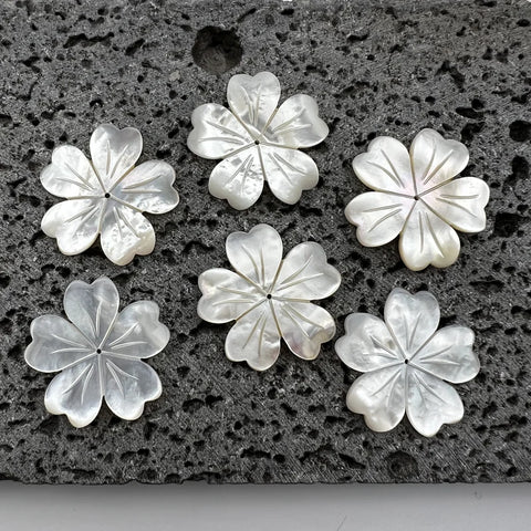 Tropical Flower Beads White Mother Of Pearl NaturalPearlStore.com