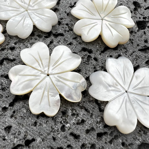 Tropical Flower Beads White Mother Of Pearl NaturalPearlStore.com