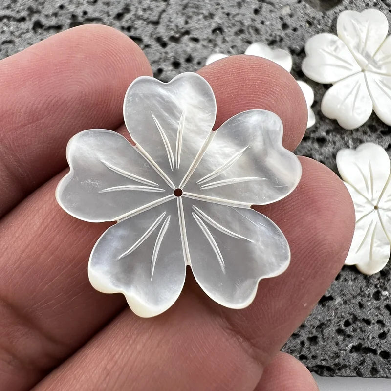 Tropical Flower Beads White Mother Of Pearl NaturalPearlStore.com